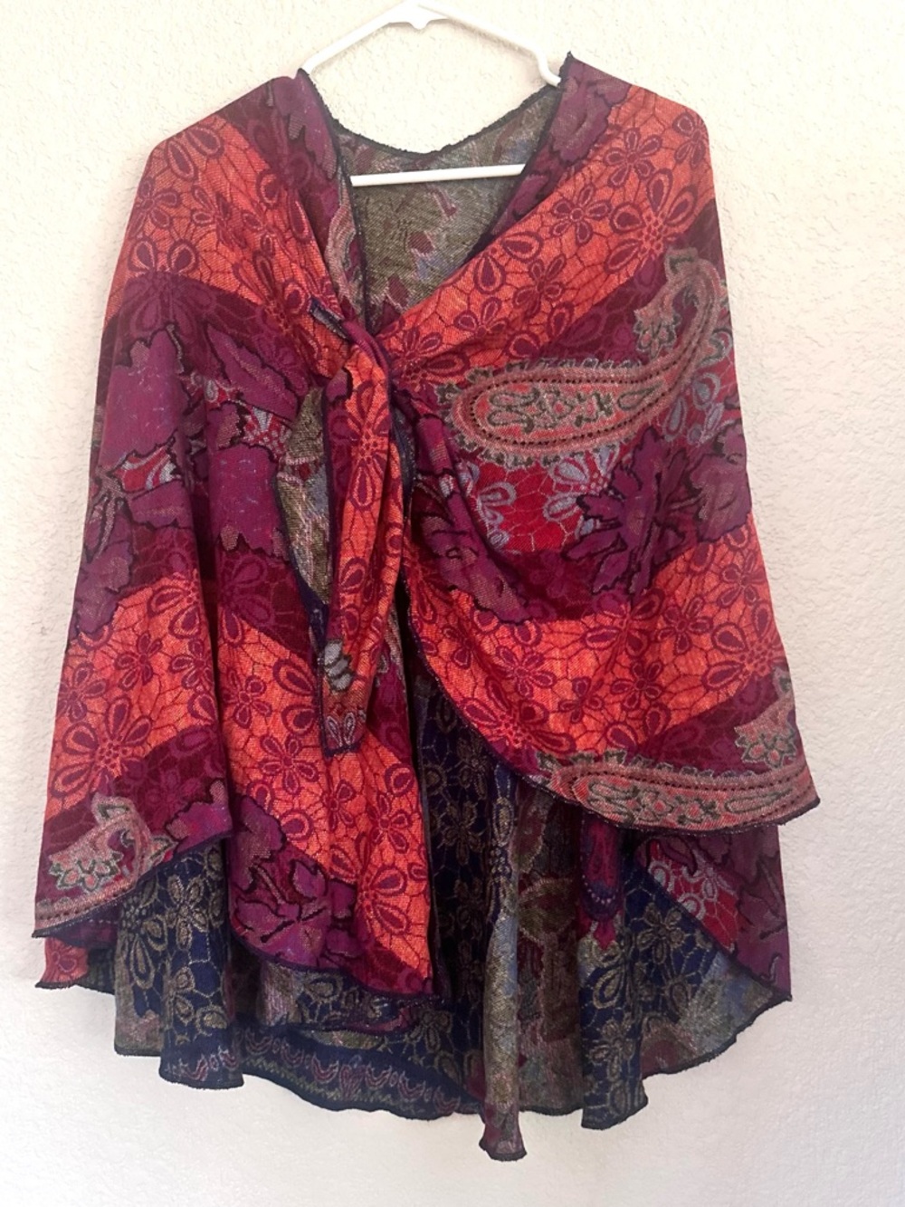 Rapti Cashmere Boho Paisley Reversible Loop Wrap Shawl